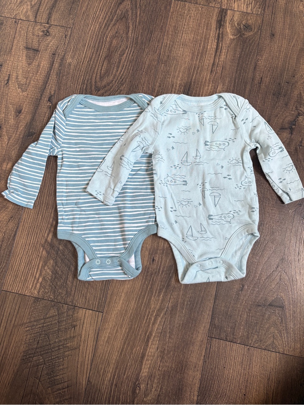🐳 Cloud Island Baby Boy Long Sleeve Bodysuits 3–6M 2 Pack